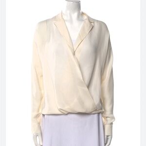 Vince ivory silk surplus wrap long sleeved blouse top EUC size 10